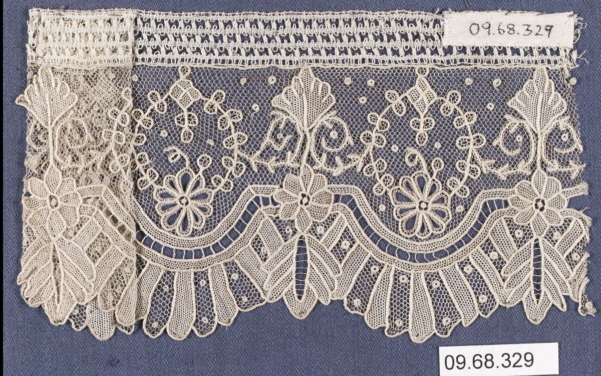 Fragment, Needle lace, Point de Gaze, Belgian, Brussels