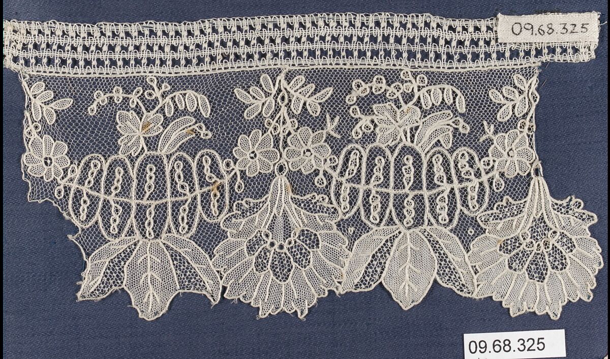 Fragment, Needle lace, Point de Gaze, Belgian, Brussels