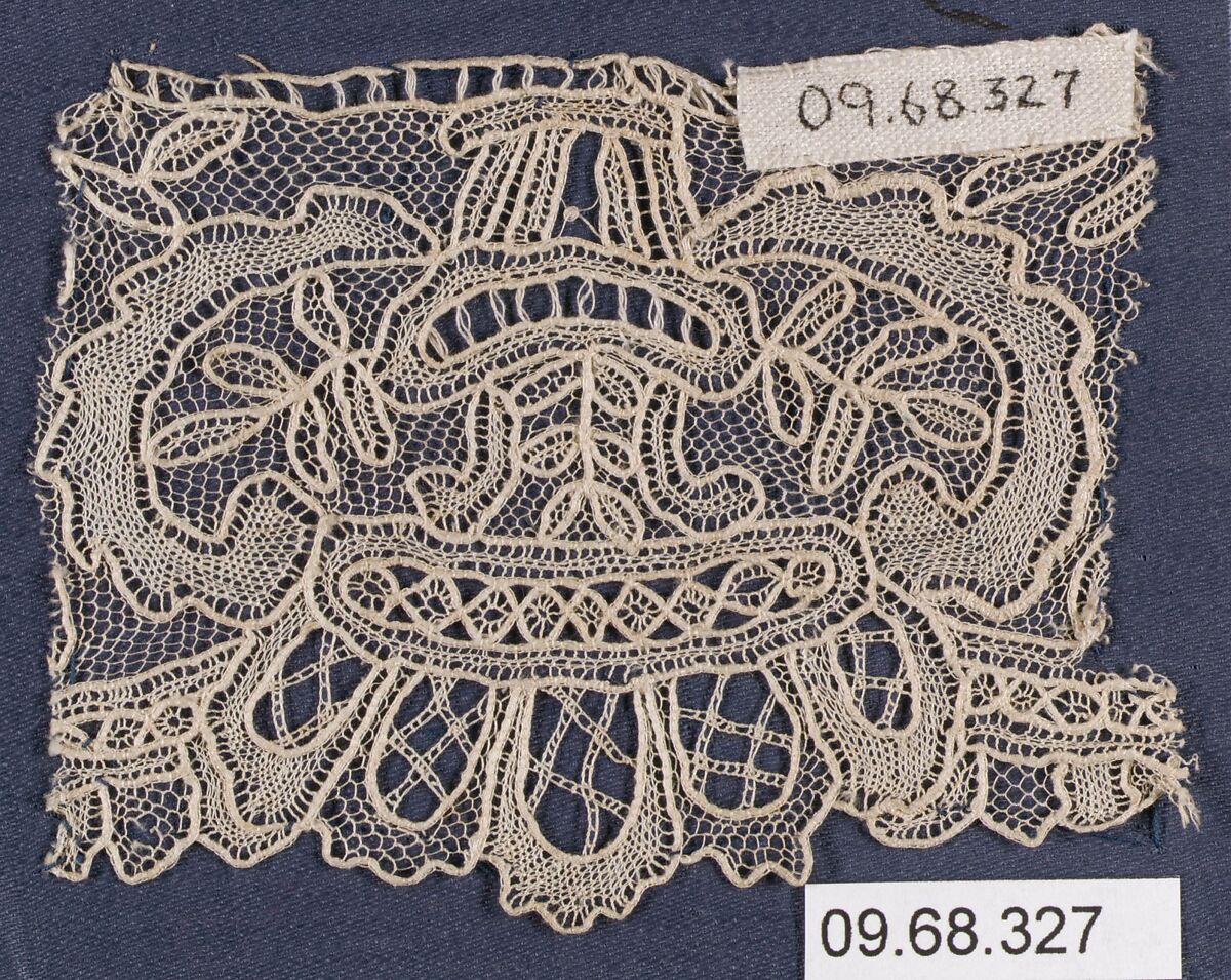 Fragment, Needle lace, Point de Gaze, Belgian, Brussels