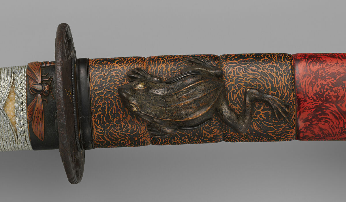 Blade and Mounting for a Short Sword (Wakizashi), Steel, wood, lacquer,  rayskin (samé), thread, copper-gold alloy (shakudō), silver, copper, iron, Japanese