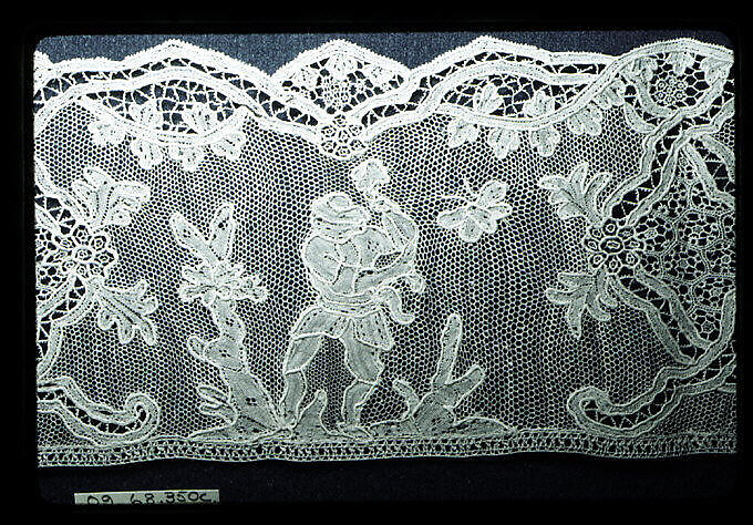Piece (one of three), Needle lace, point d’Alençon, Burano lace, French