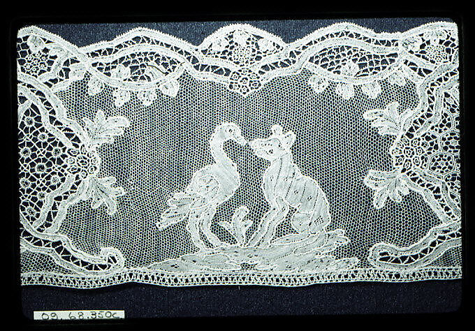 Piece (one of three), Needle lace, point d’Alençon, Burano lace, French
