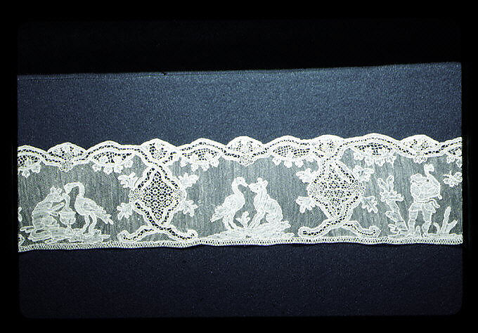 Piece (one of three), Needle lace, point d’Alençon, Burano lace, French 