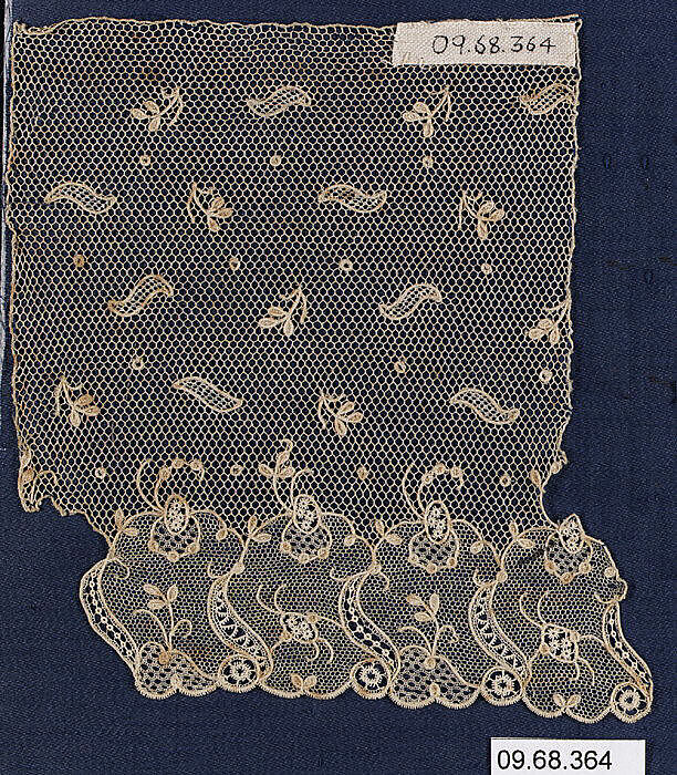 Fragment, Needle lace, point d’Alençon, French 