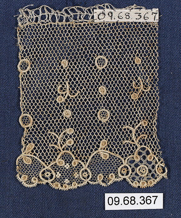 Fragment, Needle lace, point d’Alençon, French 