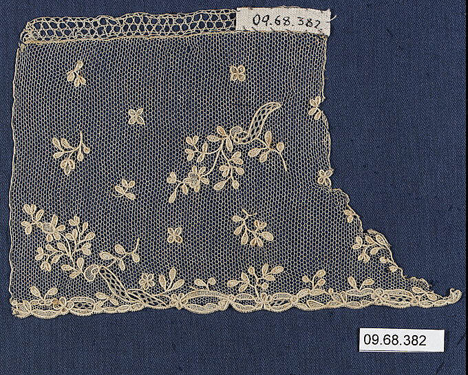 Fragment, Needle lace, point d’Alençon, French 