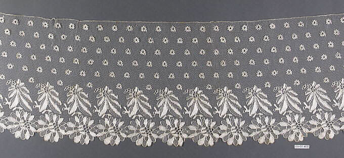 Silk bobbin lace border, Bobbin lace, Spanish 