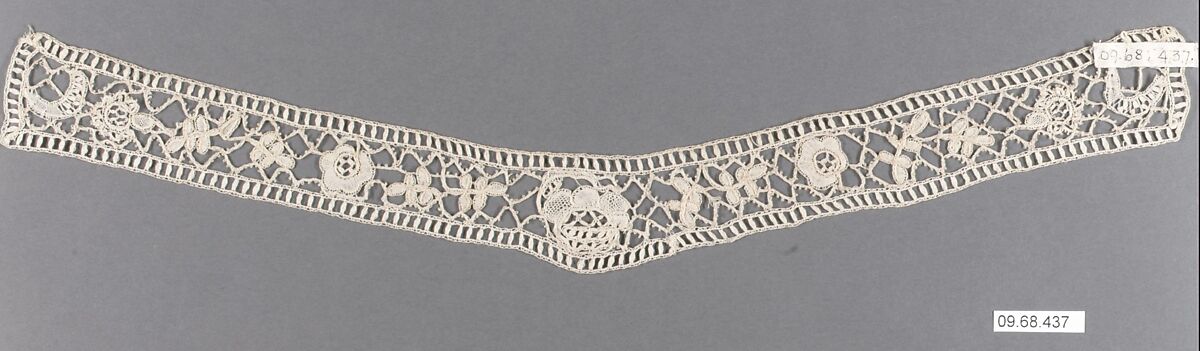Neckband, Bobbin lace, British, Honiton 