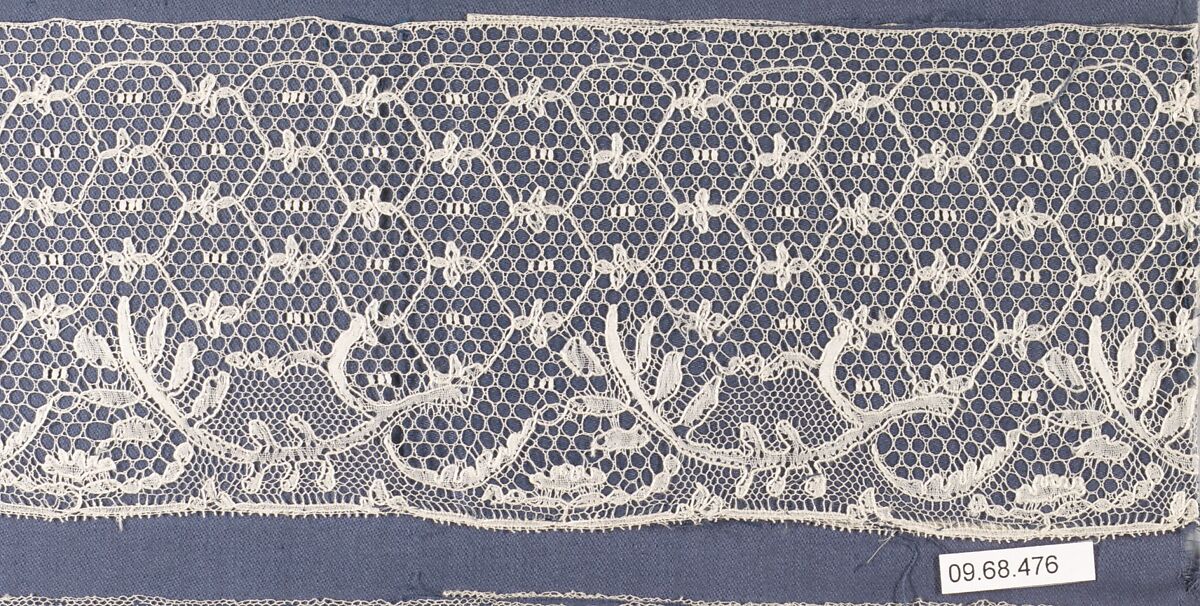 Fragment, Bobbin lace, British, Buckinghamshire