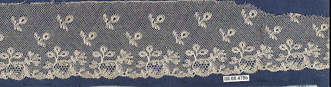 Fragment, Bobbin lace, British, Buckinghamshire 