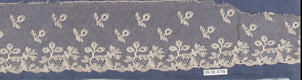 Fragment, Bobbin lace, British, Buckinghamshire