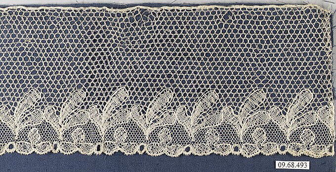 Fragment, Bobbin lace, British, Buckinghamshire 