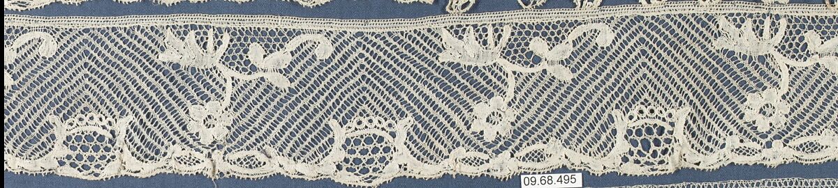 Fragment, Bobbin lace, British, Buckinghamshire