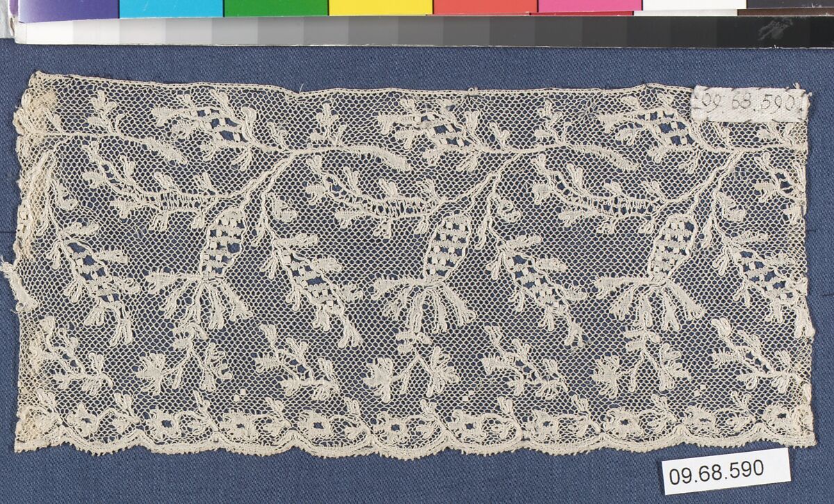 Fragment, Bobbin lace, French, Lille 
