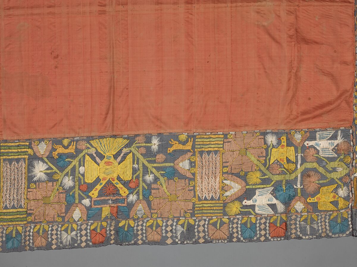 Cover, Embroidered net, buratto, silk, Italian, Abruzzi