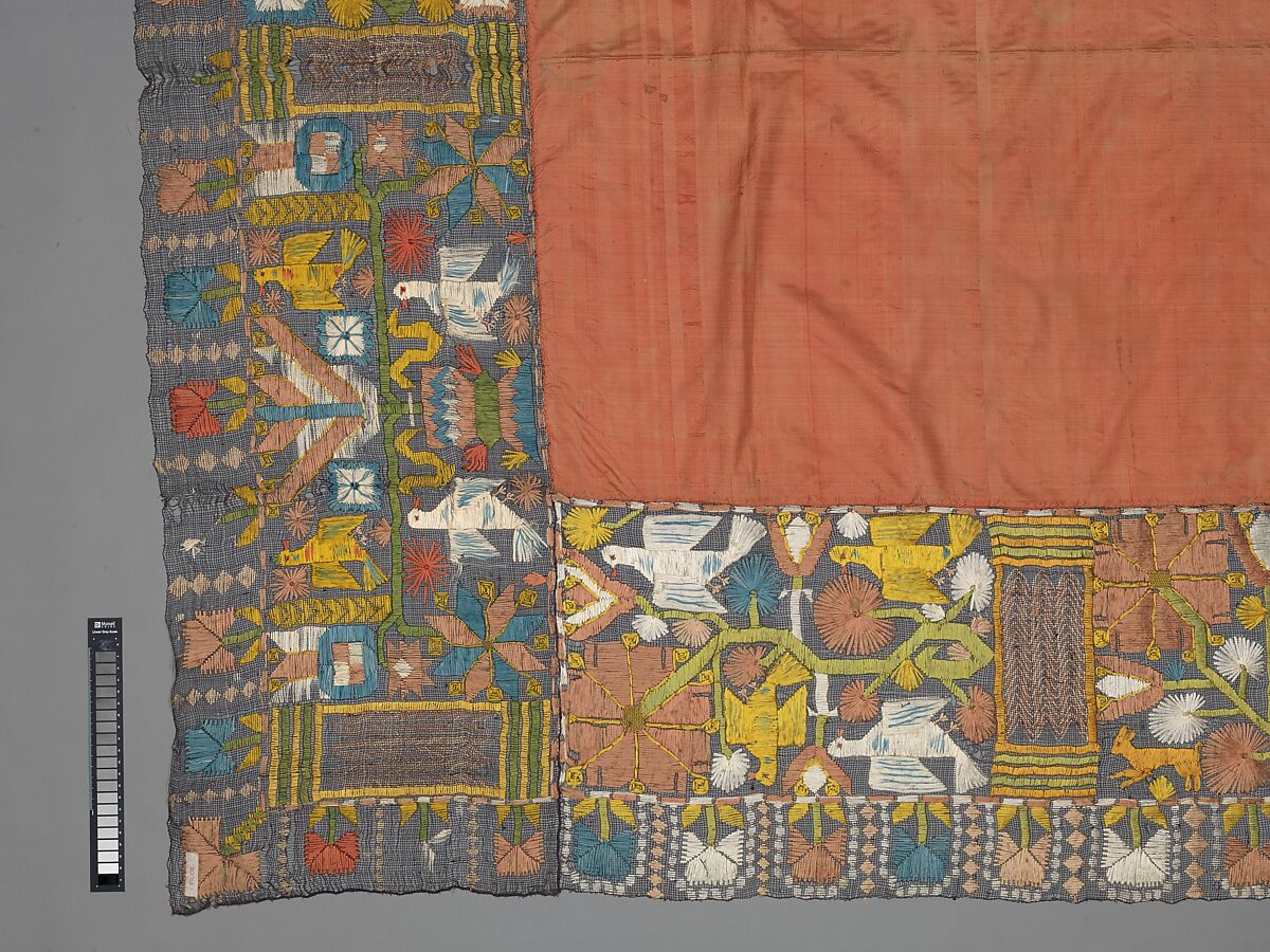 Cover, Embroidered net, buratto, silk, Italian, Abruzzi