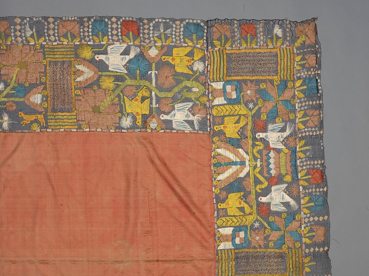 Cover, Embroidered net, buratto, silk, Italian, Abruzzi