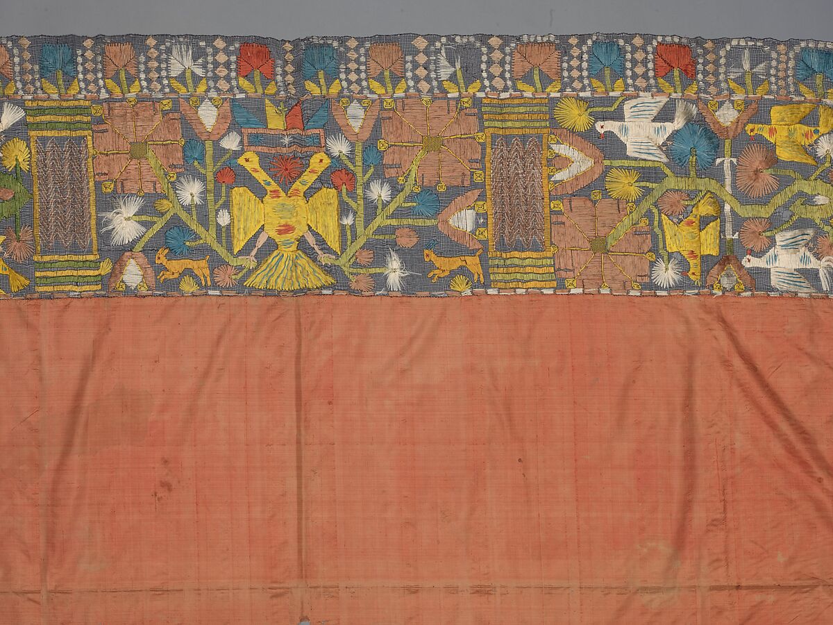 Cover, Embroidered net, buratto, silk, Italian, Abruzzi