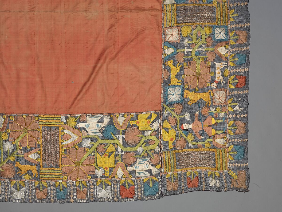 Cover, Embroidered net, buratto, silk, Italian, Abruzzi