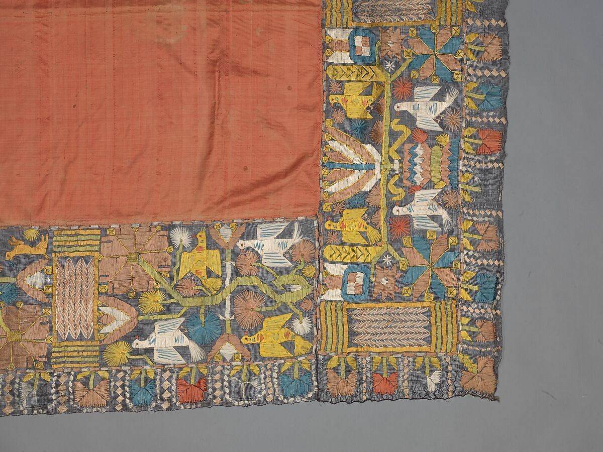 Cover, Embroidered net, buratto, silk, Italian, Abruzzi