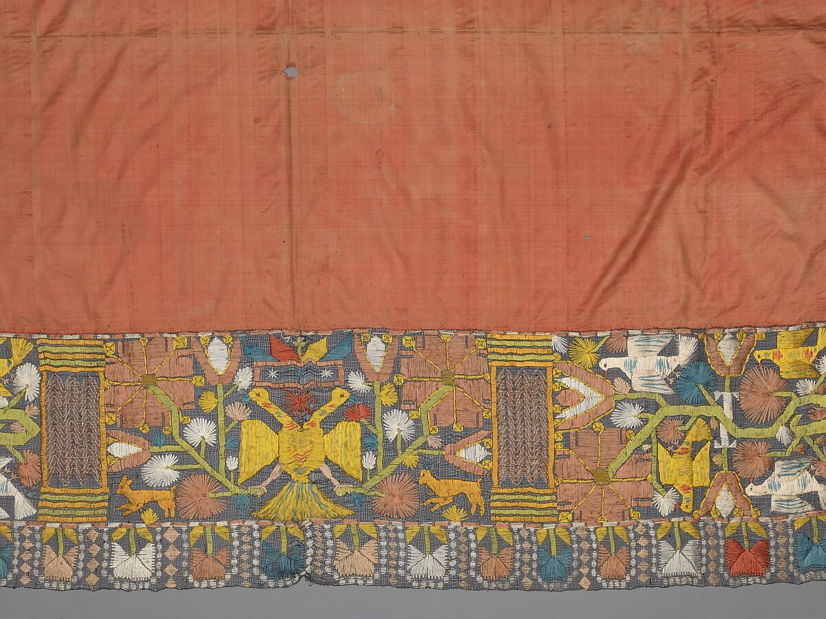 Cover, Embroidered net, buratto, silk, Italian, Abruzzi