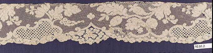 Fragment, Machine made lace, possibly French 