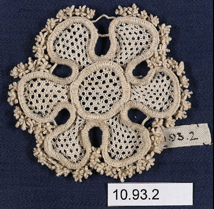 Rosace (one of five), Needle lace, Italian 