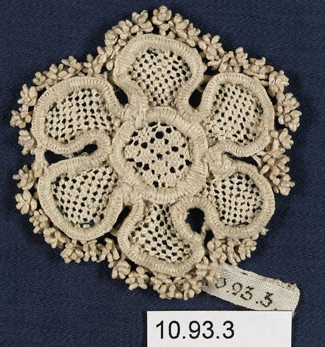 Rosace (one of five), Needle lace, Italian 