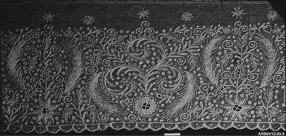 Border, Embroidered net, Irish, Limerick