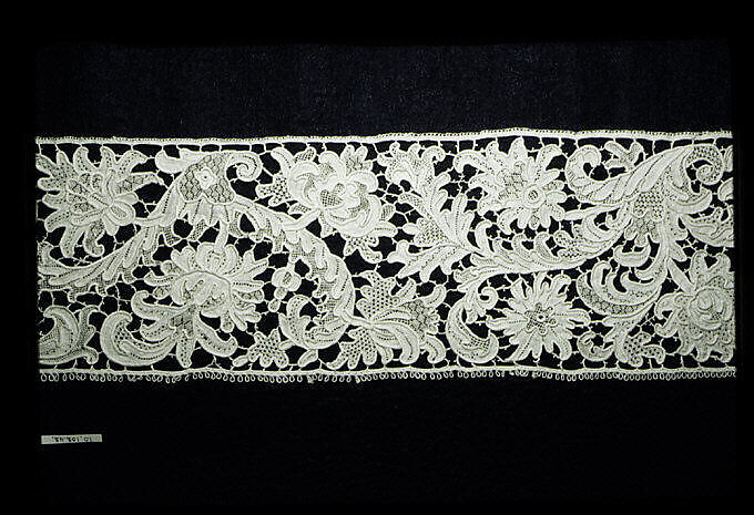 Border (one of two), Needle lace, gros point lace, linen, Italian, Venice 