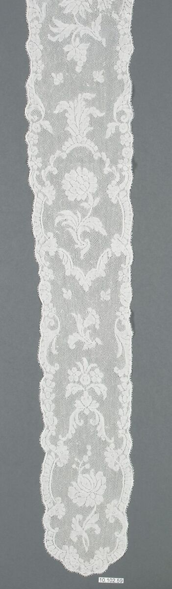 Pieced cap border with tabs, Bobbin lace, French