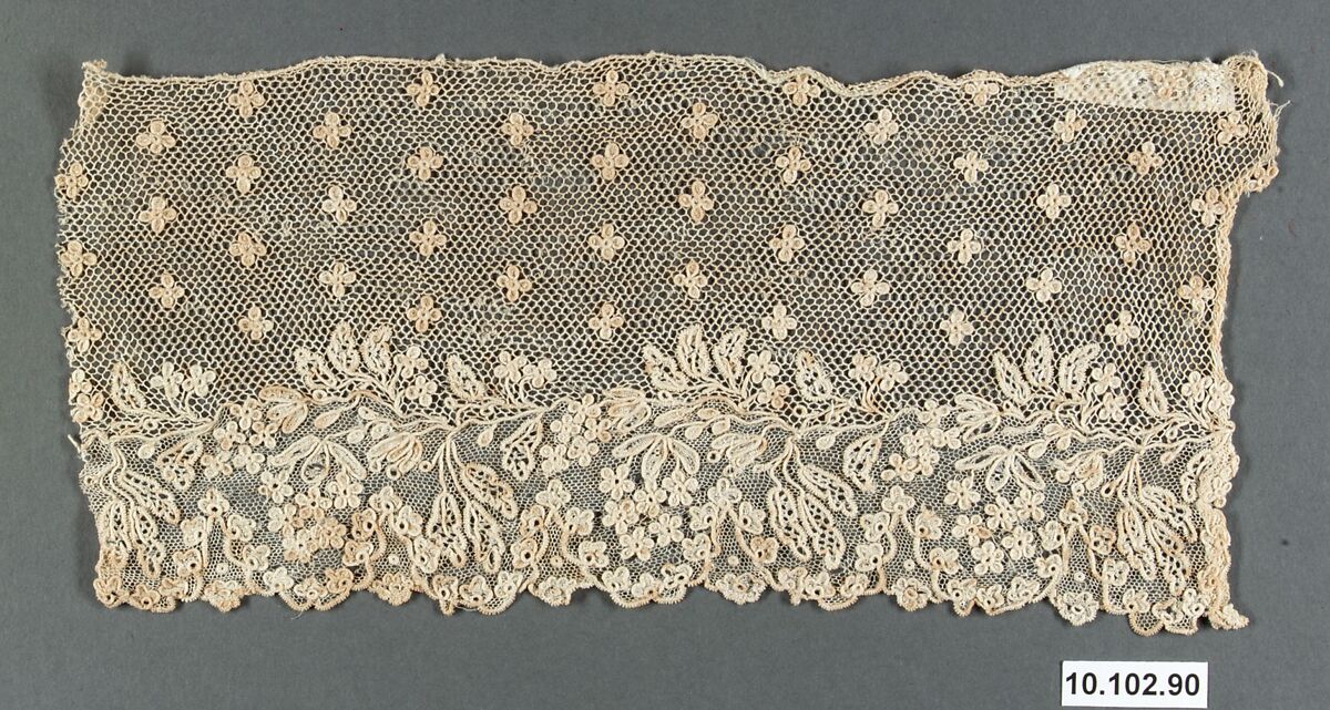 Fragment, Needle lace, point d’Alençon, French 