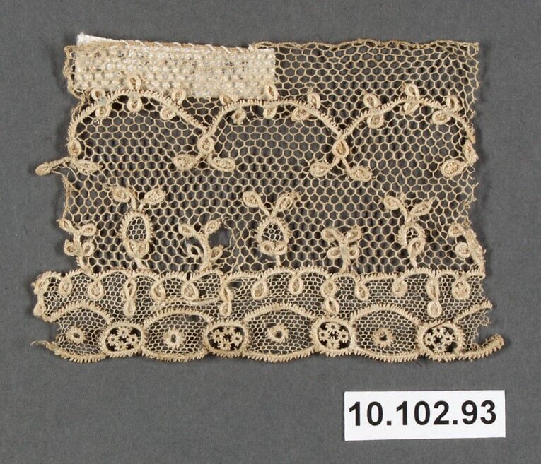 Fragment, Needle lace, point d’Alençon, French 