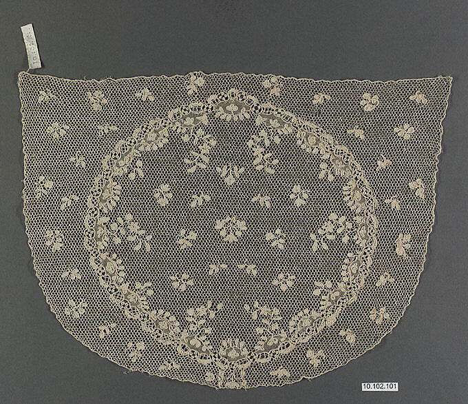 Cap crown, Needle lace, point d’Alençon, French 