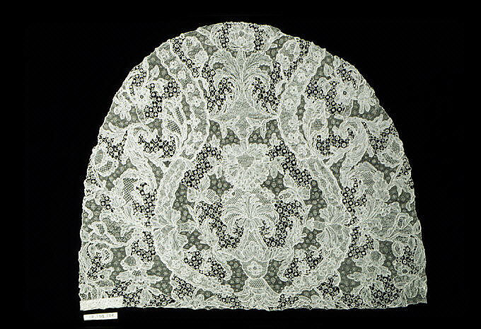 Cap crown, Needle lace, point d'Argentan, French 