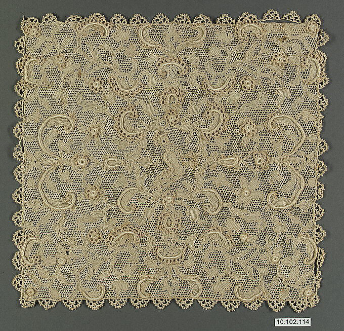 Square (one of four), Needle lace, Italian, Venice 
