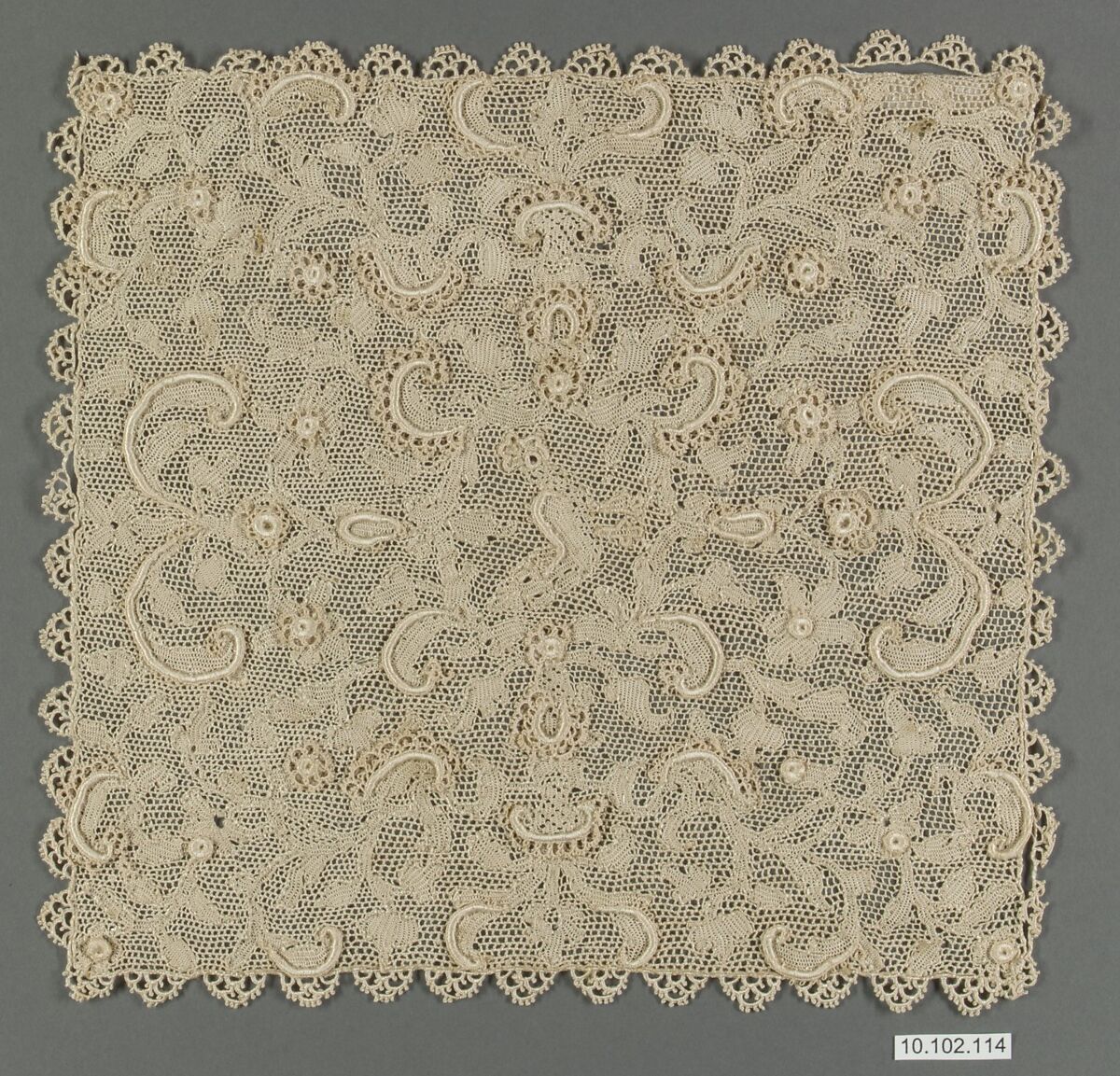 Square (one of four), Needle lace, Italian, Venice