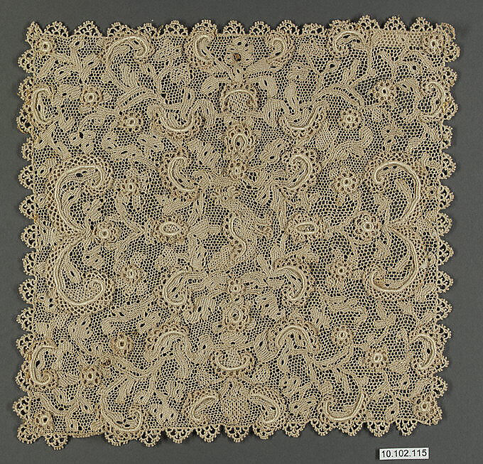 Square (one of four), Needle lace, Italian, Venice 