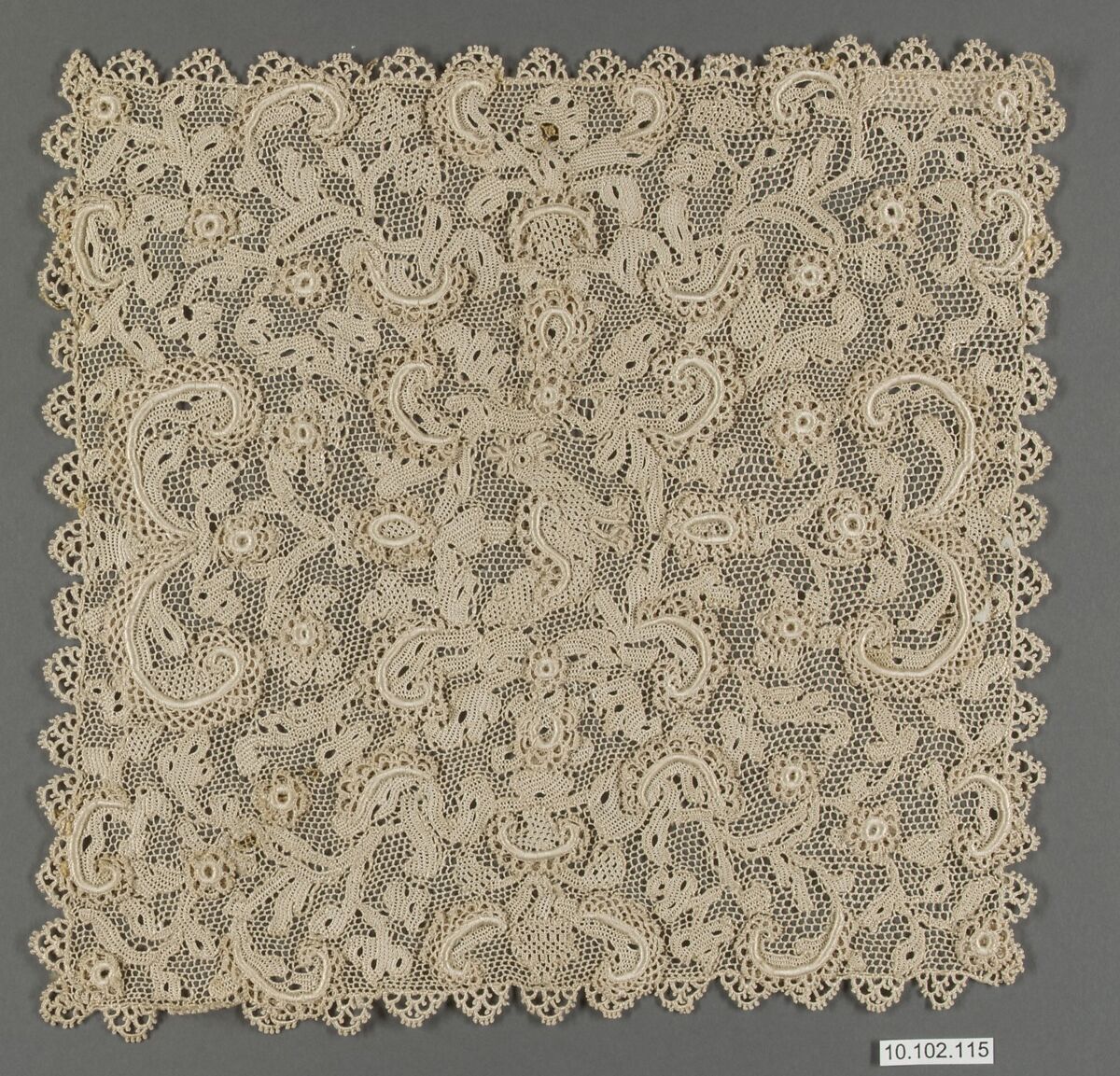 Square (one of four), Needle lace, Italian, Venice
