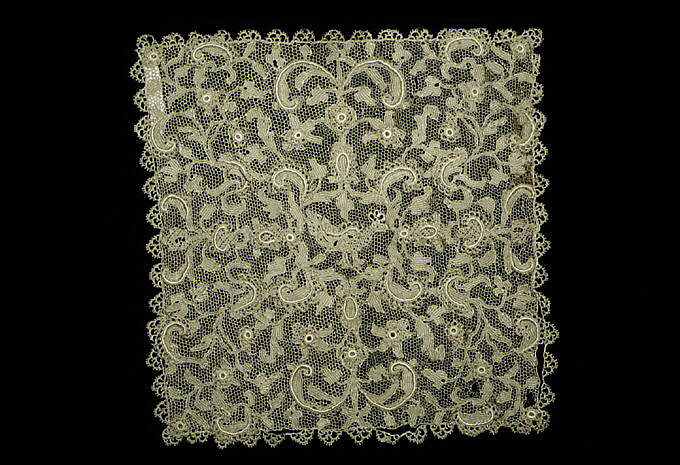 Square (one of four), Needle lace, Italian, Venice 