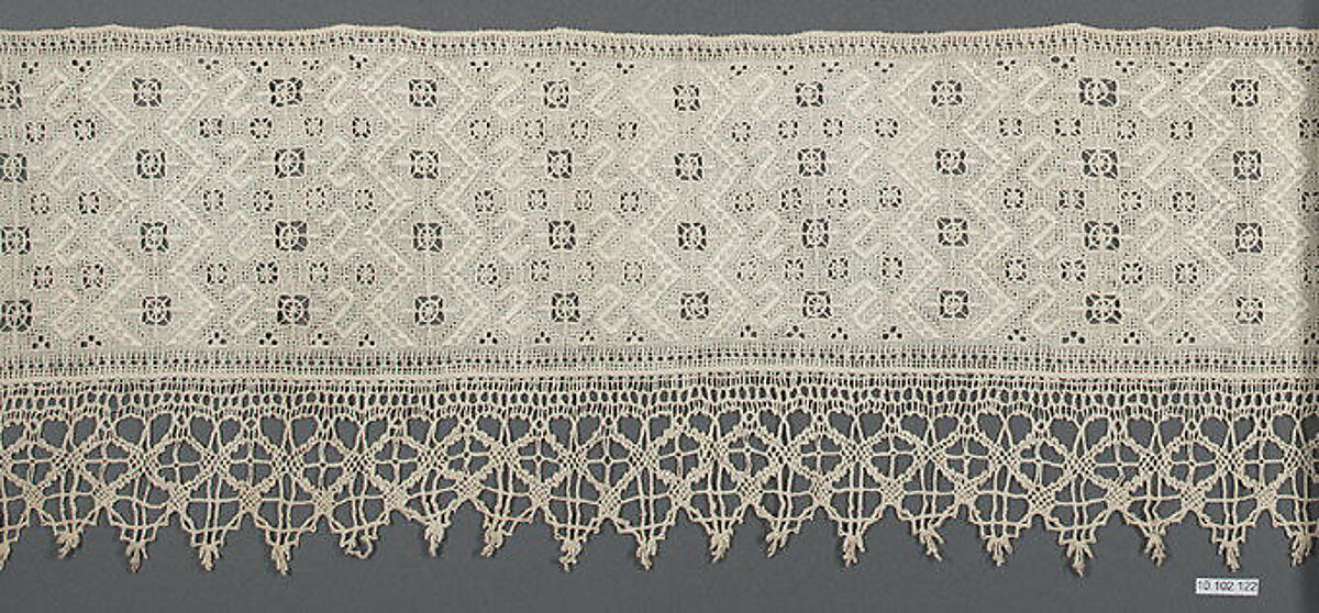 File:Lace Panel, 16th century, Italy, Linen, needlepoint lace