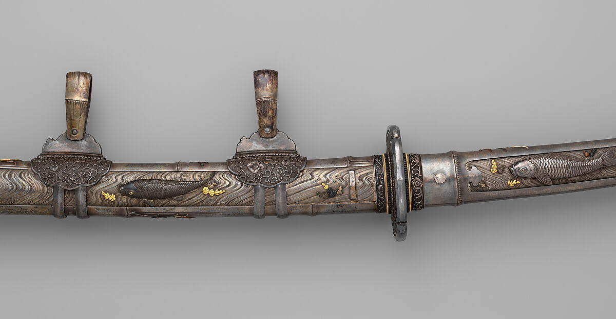 Blade and Mounting for a Sword (Katana), Steel, wood, silver, iron, copper-silver alloy (shibuichi), copper-gold alloy (shakudō), copper, gold, Japanese