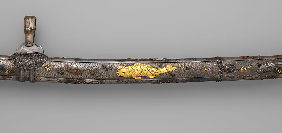 Blade and Mounting for a Sword (Katana), Steel, wood, silver, iron, copper-silver alloy (shibuichi), copper-gold alloy (shakudō), copper, gold, Japanese