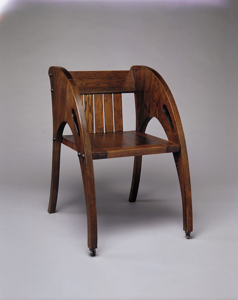 Armchair, J. S. Ford, Johnson and Company (American, 1867–1902), Oak, poplar, American 