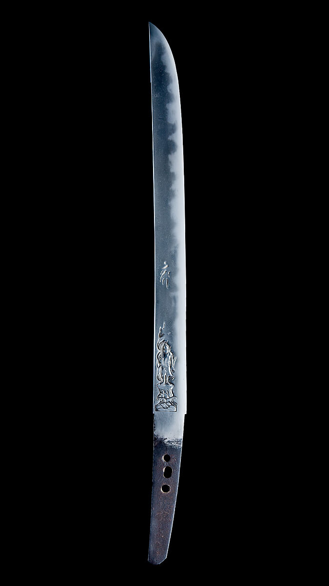 Blade and Mounting for a Dagger (Tantō), Fittings inscribed by Hidetsugu (Japanese), Steel, wood, copper-gold alloy (shakudō), gold, lacquer, baleen, rayskin (samé), Japanese