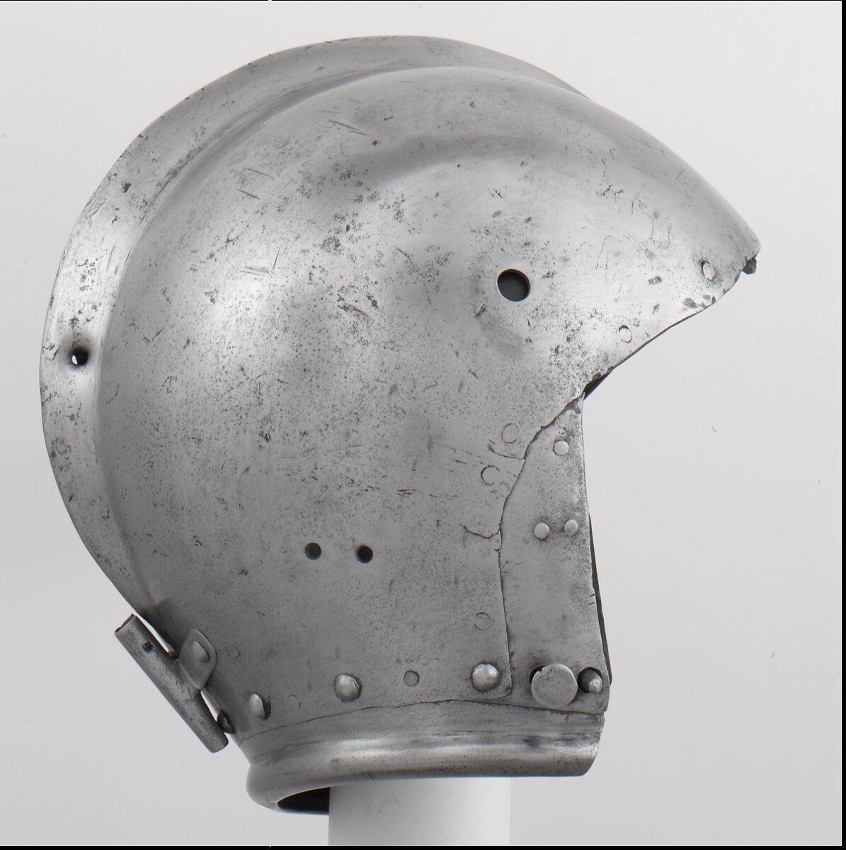Close-Helmet for the Tournament on Foot, Steel, leather, textile, Possibly German, Dresden; or Swedish, Stockholm