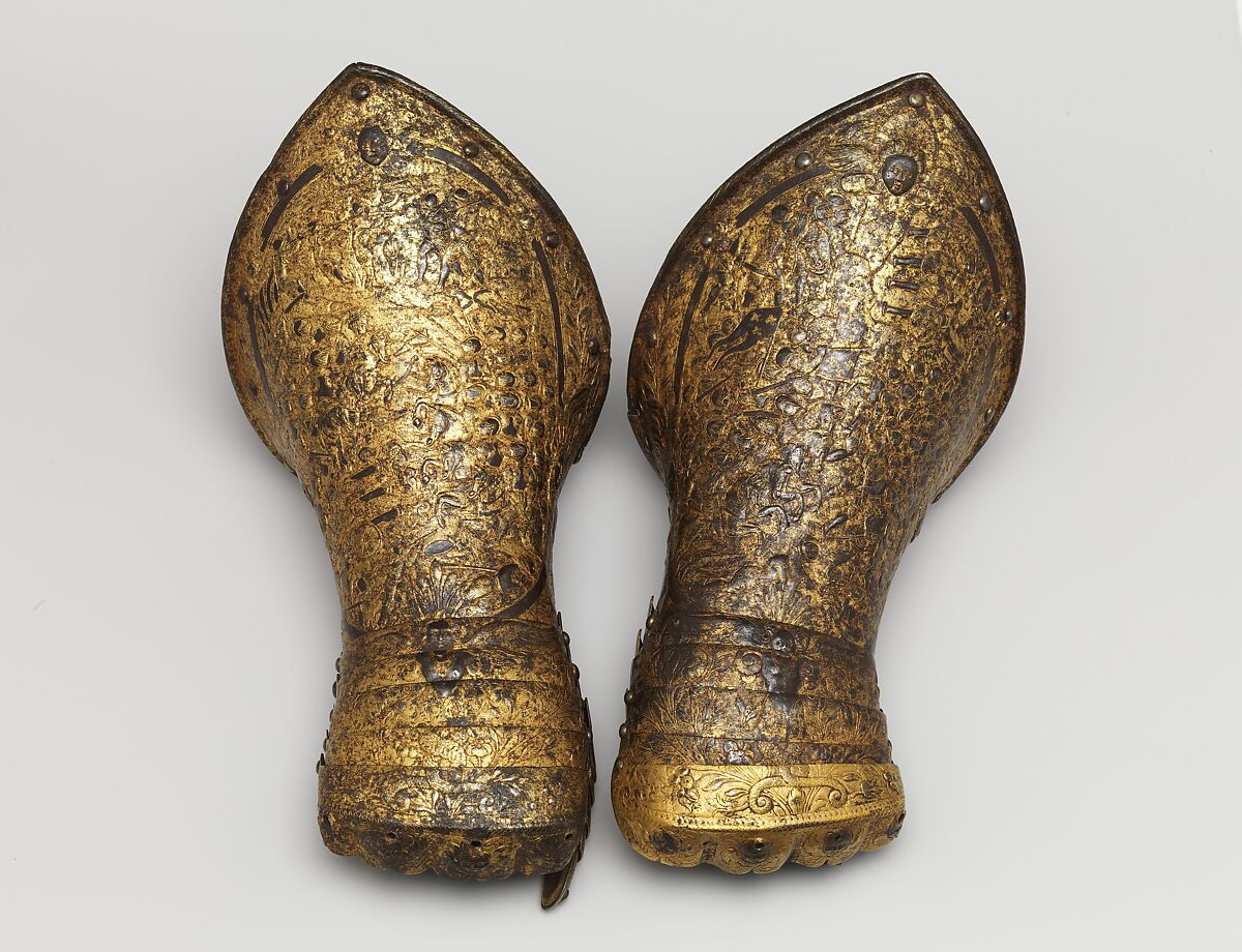 Pair of Gauntlets, Steel, gold, French  
