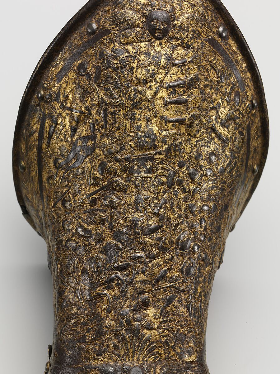 Pair of Gauntlets, Steel, gold, French 