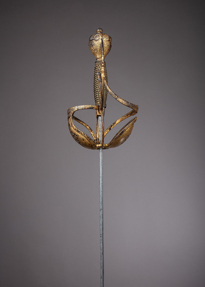Rapier, Steel, gold, copper wire, wood, Northern European, possibly Flanders