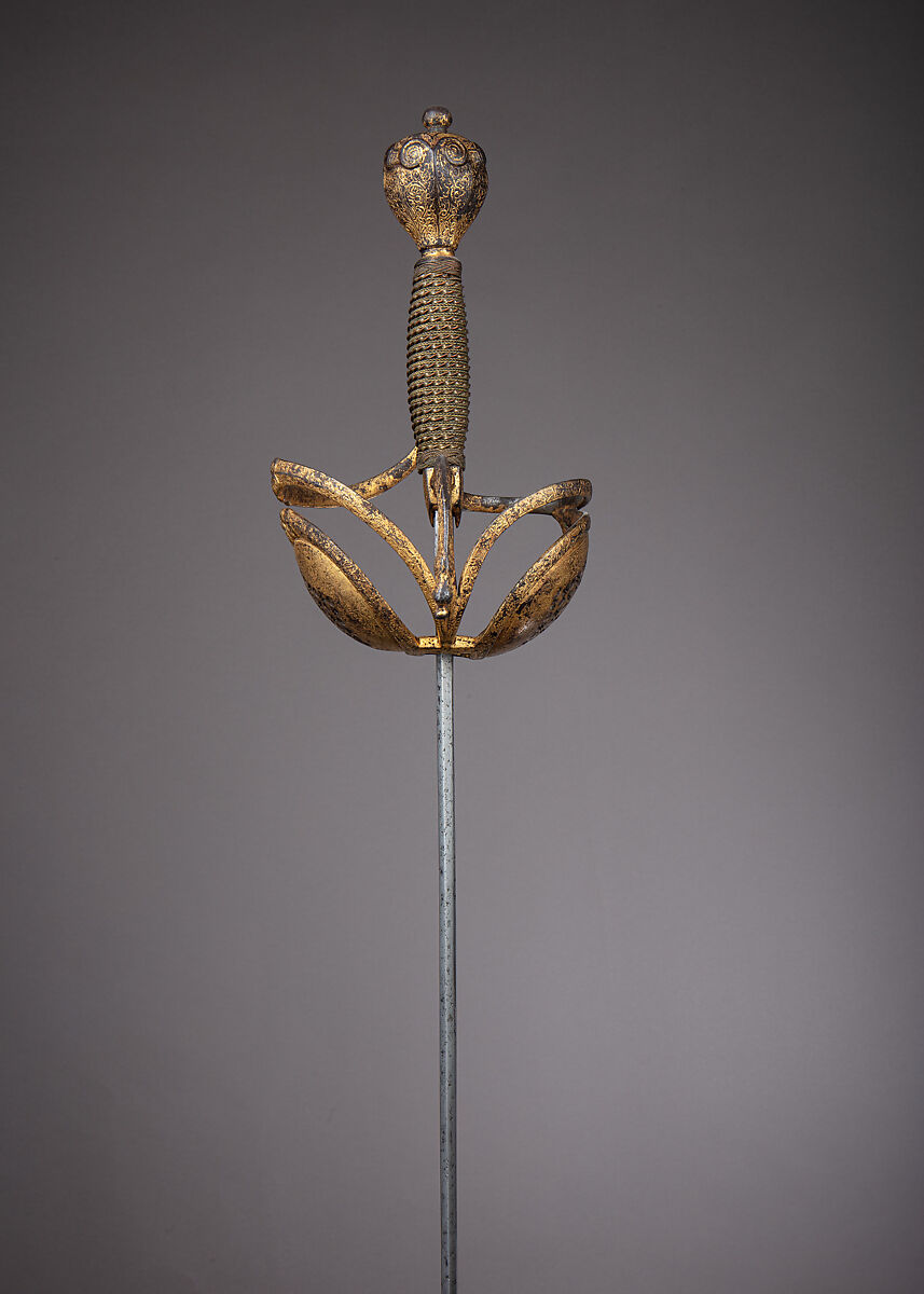 Rapier, Steel, gold, copper wire, wood, Northern European, possibly Flanders